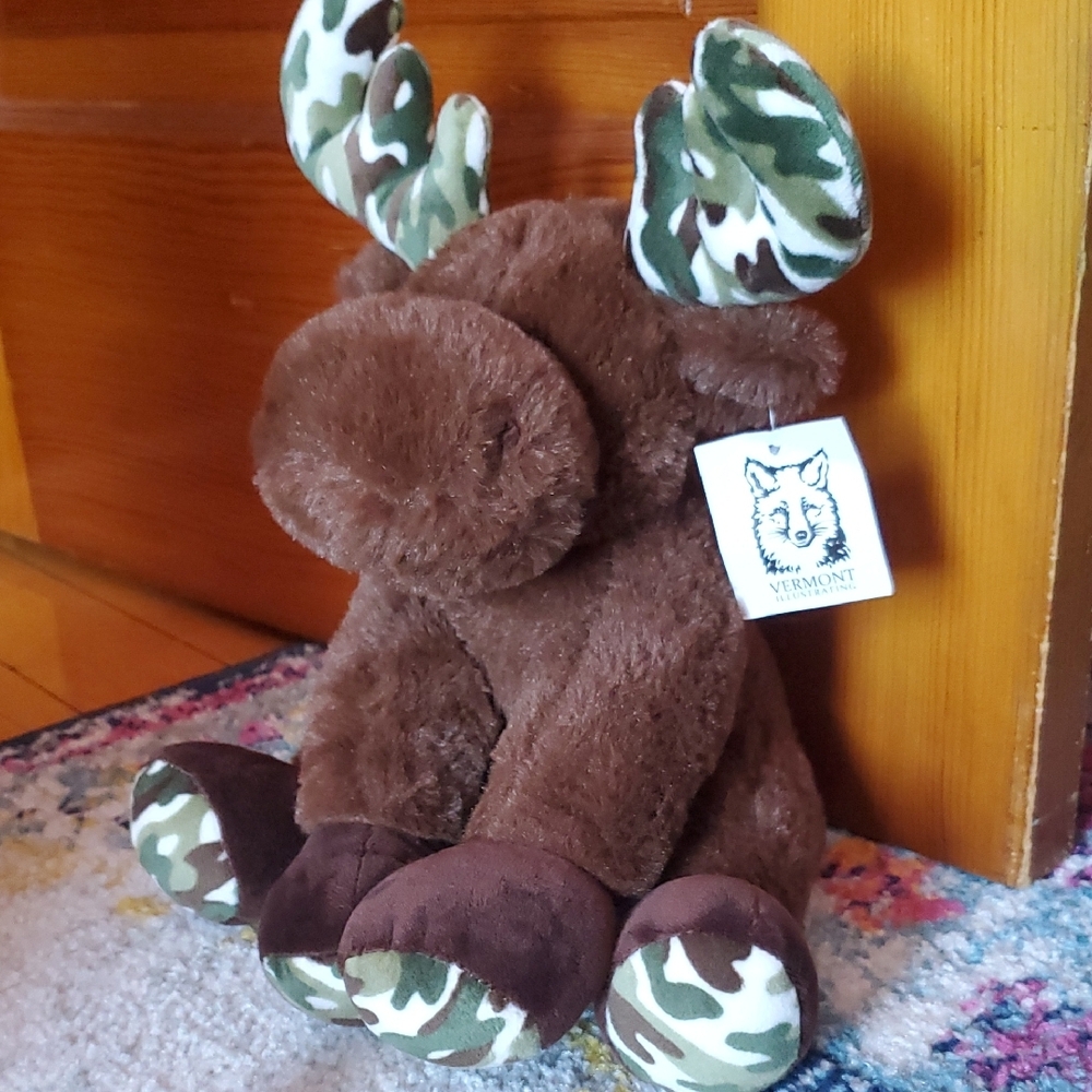 Brown Moose Plush with Camouflage Accents